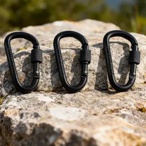 3Pcs Locking Aluminum Alloy Carabiner Clip 3 Inch D Ring Keychain Hook with Spring Snap and Screw Gate Heavy Duty Carabiner for Outdoor Hiking Camping Fishing Backpack and Travel Use