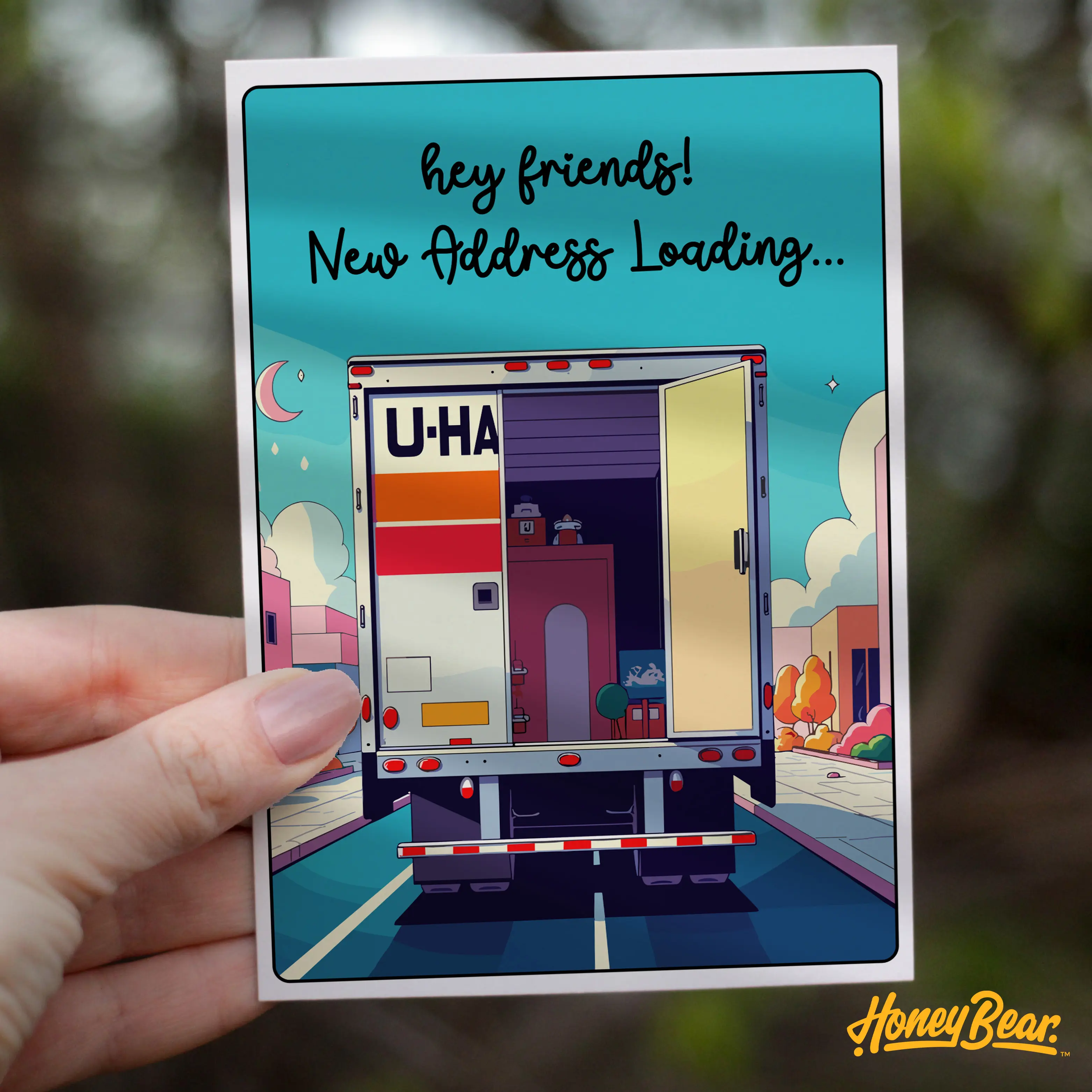 'New Address Loading' Moving Announcement Greeting Card - Blank Interior for Personalized Messages with Envelope