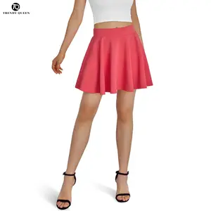 TRENDY QUEEN CoCo Women's Stretchy Flared Mini Skater Skirt - Super Comfortable & Stylish with Built-in Safety Shorts & Pockets for Summer Wear