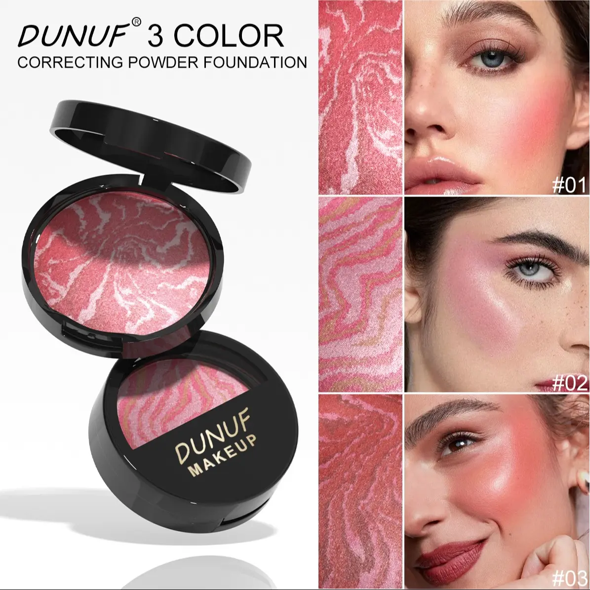 DUNUF  Matte Long-Lasting Blush Powder, High Temperature Drying Easy Application, Smooth Silk Finish, Suitable for All Skin Types, Women's Makeup Gift