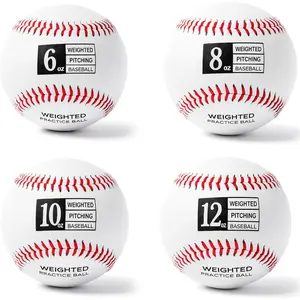 Weighted Baseballs for Pitching & Throwing Training - Velocity Building Balls for Hitting Practice & Strength Development - Youth to Pro, (6,8,10 and 12 Oz) - Set of 4 (9" Balls)