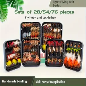 28/54/76pcs Handcrafted Fly Fishing Lure Kit, Includes Dry And Wet Flies, Streamers, Suitable for Trout And Bass Fishing, Comes with A Tackle Box