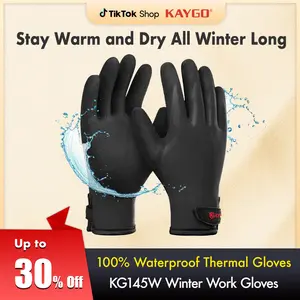 KAYGO KG145 Protector 100% Waterproof Thermal Winter Work Gloves for Men and Women Double Latex Coated Insulated Warm Liner for Construction Cold Storage Snow Shoveling Grocery Store Landscaping Warehouse Outdoor Activities and Winter Jobs