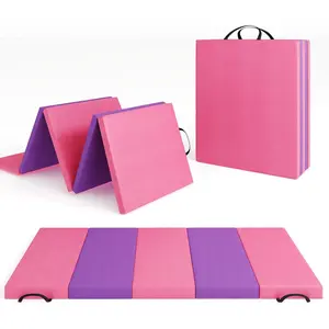 Gymnastics Mat, 4-Panel 6'x2'x2'' Foldable Tumbling Mat for Kids, Exercise Mat Gym Mat with Carrying Handles for Home Aerobics Workout