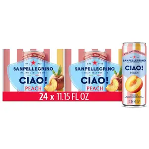 CIAO! Peach Sparkling Water, Low-Cal, 0g Added Sugar, 24-Pack
