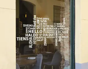 Hello in Many Languages Wall Decal, Hello Word Collage Decal, Hello Window Sticker (se140) Decor Decorative Room