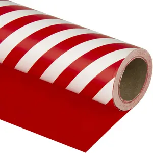 WRAPAHOLIC Reversible Wrapping Paper - Mini Roll - 17 Inch X 33 Feet - Red and Stripes Design for Christmas, Birthday, Holiday, Wedding, Baby Shower