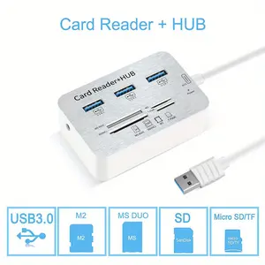 7-in-1 USB-C Hub with 3-Port USB- Expansion & SD/TF/MMC/.2 Memory Card Reader - USB-C 3.0 Peripheral Adapter for PC, Laptop, External Drive, Compatible for USB- Devices