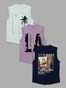 Men's Letter & City Print Tank Top, Regular Fit Casual Sleeveless Graphic Top for Summer, Men's Top for Daily Wear, Socks, Sleeveless Printed