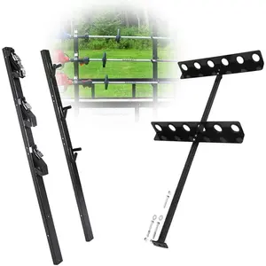 3 Place Lockable Weedeater Trimmer Rack and 6 Holes Hand Tool Rack for Open Landscape Trailer