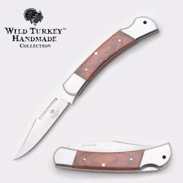 Wild Turkey Large Size Handmade Lock-Back Blade-Type Carry Pocket Knife - 9.5" Overall, Beautiful Wood Handle, Collector's Camping & Hiking Tool, Blade-Type Pocket Knives, Carry Pocket Knives