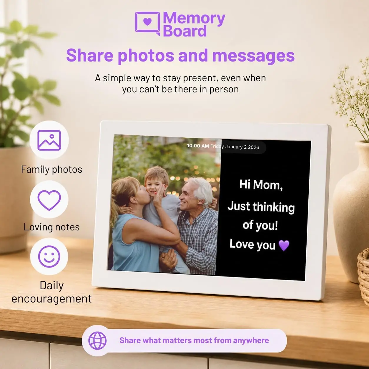 Digital Reminder Board for Seniors, Daily Reminder Clock with Alarms, Large HD Display for Medication, Meals & Appointments, Easy-to-Read Memory Aid for Elderly & Dementia Care