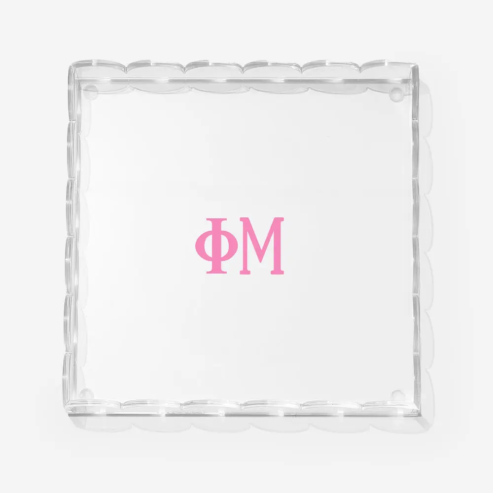 Phi Mu Scallop Acrylic Valet Tray | Clear