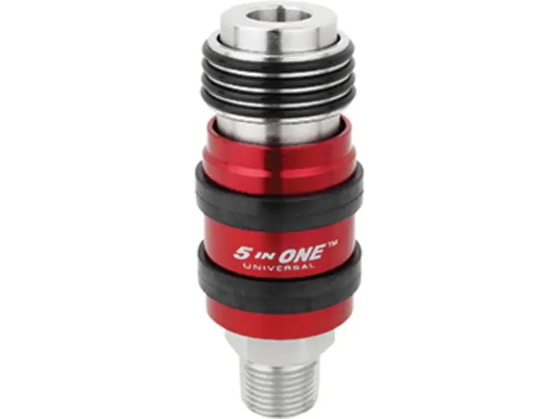 Milton MIL-1753 5-in-1 Universal Safety Exhaust Quick Connect Coupler with Lincoln Safety Exhaust Mechanism, 0.375 in. 3/8" NPT Female, Heavy-Duty High Pressure High-Flow Automotive & Industrial Pipe Fitting