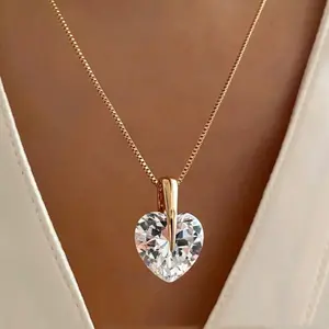 【N227】Jorrio Sparkling Heart Shape Necklace, Perfect for Anniversary, Birthday or Valentine's Day