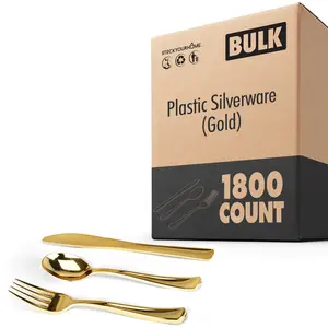 Plastic Silverware - Gold (1800 Pack) - overseas relaunch