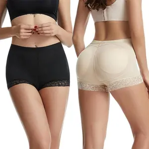 2 PCS Fake Bigger Butt Lifter Padded Underwear Padding Booty Hip Pads Shapewear Enhancer Lifting Panties For Women Bottom Womenswear High Waisted Shapers Beige Casual Compression Lingerie Tummy Control Basic Minimalist