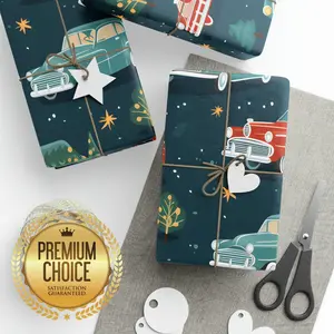 Boys Christmas Cars Wrapping Paper Rolls, Kid's Cars Gift Wrap, Classic Cars Christmas Gift Wrap, Classic Kid's Christmas Gift Wrap, wp103