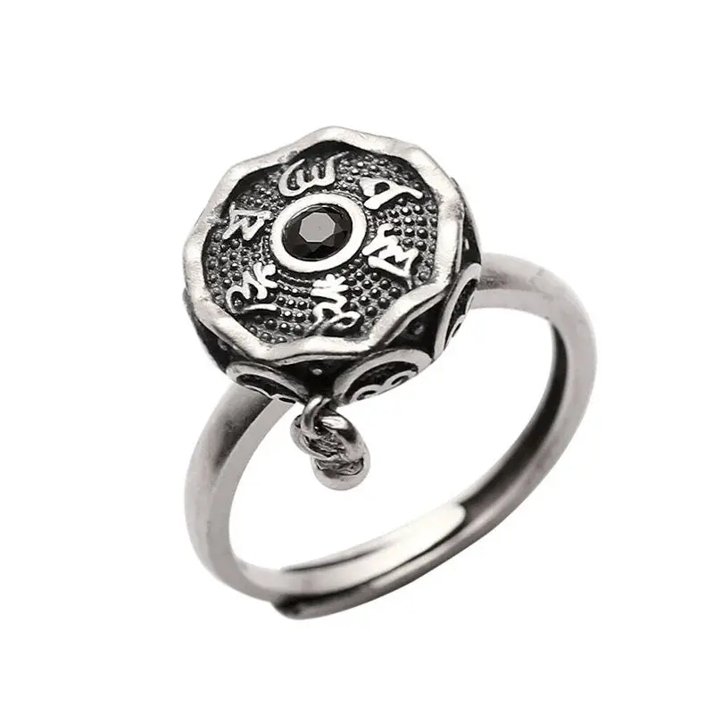 Anxiety Relief Obsidian Fidget Spinner Ring | Adjustable Meditation & Worry Ring