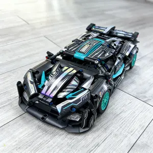 Iridescent Laser Apollo Advanced Racing Supercar Building Blocks, 1:14 Scale Motorized RC Model with LED Lighting, Dynamic Sound Effects, Premium Hobby Collectible Display Set for Adult Builders (Ages 14+)