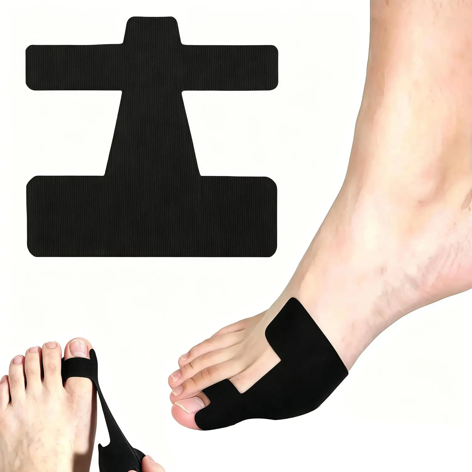60PCS Pre-Cut Bunion Corrector Kinesiology Tape, Hallux Valgus Toe Support Strips, Waterproof Elastic Breathable Latex-Free Adhesive Foot Tape for Big Toe Alignment, Pain Relief and Daily Wear