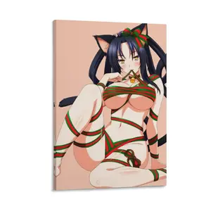 Cat Girl Kuroka Anime Christmas Poster. Scroll Art Print for Home Decor. Otaku Fans ，Bedroom And Living Room Wall Art. Poster Canvas Wall Art For Bedroom Decor Bar Office Room Decor Gift