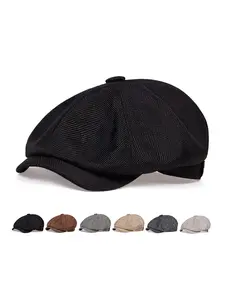 Unisex Hemp Material Beret Hat, Adjustable Casual Sun Protection Cap for Spring & Fall, Outdoor Travel Beach Vacation Headwear