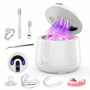 UMPOPO UV-C&48kHz ultrasonic cleaner Professional Deep Cleaning for Dentures, Mouth Guards, Aligners, Night Guards, Braces, Toothbrush Heads & Jewelry(200ML)