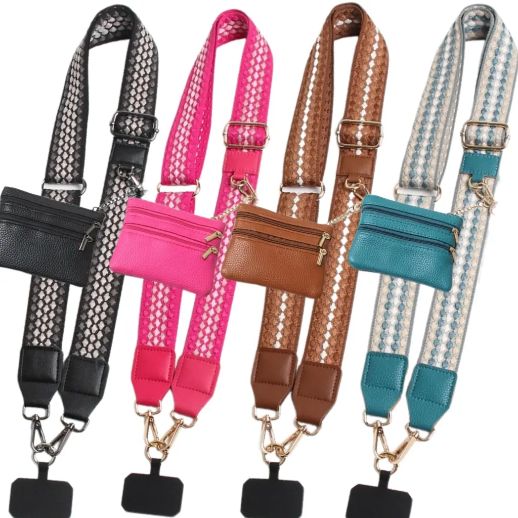 Mobile Phone Crossbody Strap with Zipper Pouch - Fun Dots Design, Removable, Adjustable, Convertible to Wristlet/Shoulder Strap, Durable Chain Accessory for Mother's Day, Accessories