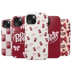 Coquette Dr Pepper Pink Bow Phone Case for iPhone 16 15 14 13 12 11 Pro Max Plus 8X, Cute Tough Case, Gift for Her