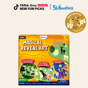 Skillmatics Sun Reveal Art Kit - Mess-Free DIY STEM Craft Kit for Kids, Design with Stencils, Create with Sunlight, Color with Markers, Gifts for Girls & Boys Ages 4 to 12