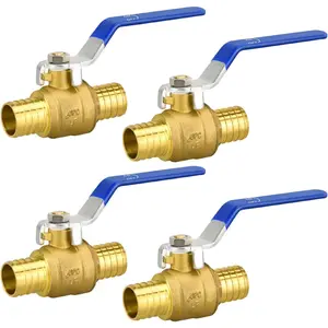 1" PEX Ball Valves, 4 Pack PEX Brass Full Port Shut Off Ball Valve, Water Shut Off Valve