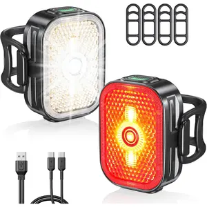 2026 Ultra Slim Bike Lights with Reflectors, 8+6 Modes Bike Headlight and Tail Light Assemblies Motorcycle, IP65 Waterproof & Dual USB-C 1-2 Hrs Fast Charge Bike Lights for Night Riding Cycling