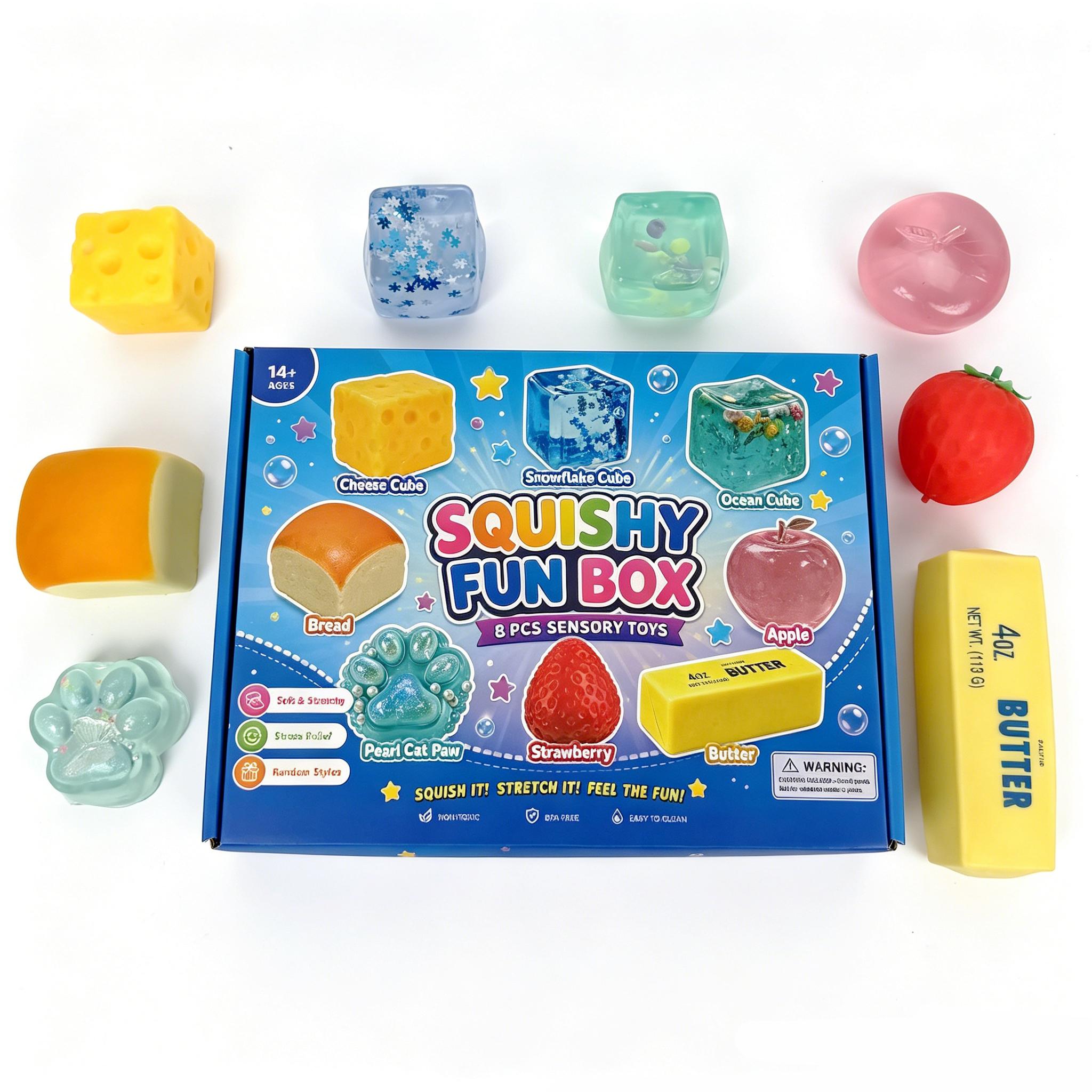 8-Piece Cute Animal Squishy Gift Pack, Malt Sugar Slow-Rebound Fidget, Assorted Sensory Stress Relief Bundle, Perfect Party Favor & Holiday Present