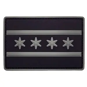 Miltacusa Chicago City Flag Patch [3.0 x 2.0 - PVC Rubber -Hook Fastener Backing-CH16]