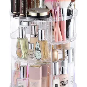 Cq acrylic Clear Rotating Makeup Organizer for Vanity,Adjustable Spinning Organizer and Make up Organizers for Counter,Lazy Susan Bathroom Organizer for Beauty Product,Skin Care,Perfume Organizer