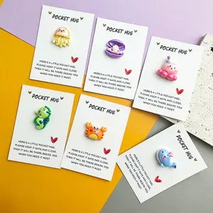 Adorable Ocean Animal Pocket Hug Cards, Pack of 6 with Enchanting Resin Accents, Perfect for Birthday, Wedding, and Special Occasions, Fun Party Cards, Custom Message Card, Greeting Card
