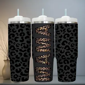 30 oz stainless steel cup with leopard print design - large capacity, durable and easy to clean, reusable cup with lid - ideal gift for mom, birthday, holiday Stainless Steel Rooster Tumbler Stranger Things Insulated Mug Dr water cecily bauchmann bottles
