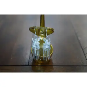 Traditional Miao 990 Fine Silver Dangle Earrings,Chandelier Earring, Silver Dangle Earrings,Bohemian Statement Silver Jewelry, Miao Silver Heritage, Miao Ethnic Tribal Earrings, Silver Dropearrings, Prom Earrings, Gift for Women