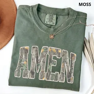 Comfort Colors Amen Tshirt, Camo Christian T Shirt, Retro Faith Tee, Bible Verse T-Shirt, Retro Religious Shirt