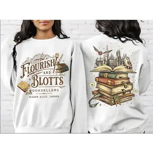 Wizard Book Shop Sweatshirt, HP Fall Sweater, Fan Gift, Flourish and Blotts Pullover, Bookworm, Universal Magical Family Trip Sweaters