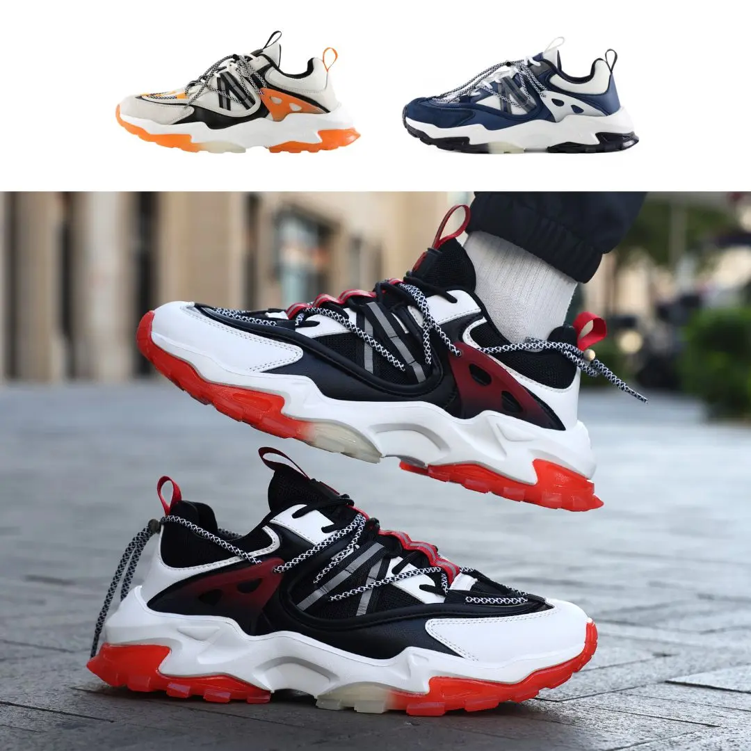 Mazino Men's Logic Bulky Sneakers - Urban Streetwear Shoes, Cushioned Multi-Textured High-Performance Streetwear
