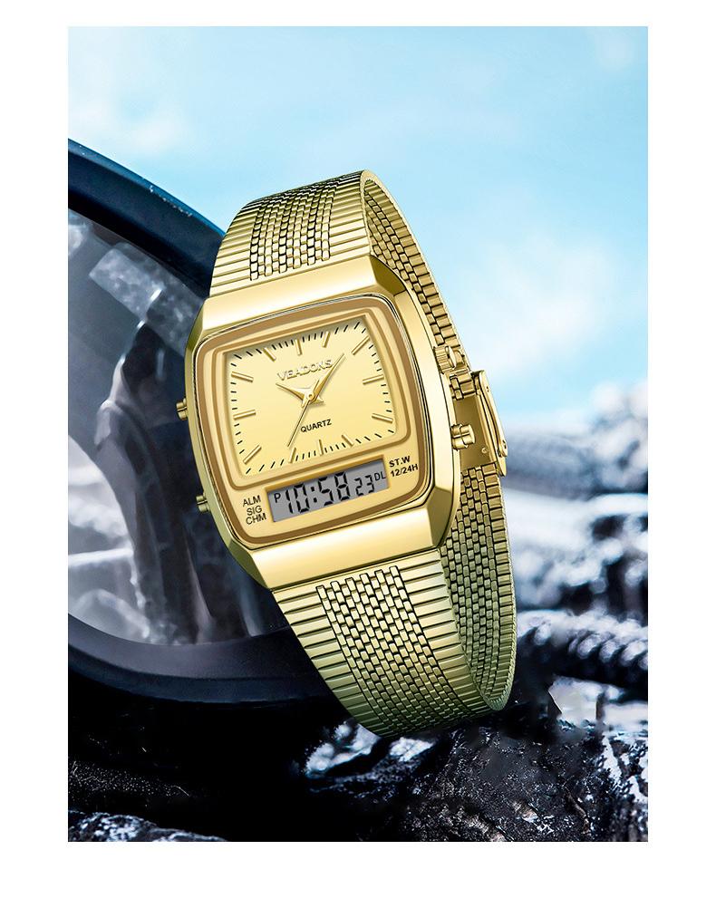 Fashion Multifunctional Roman Retro Dual Time Zone Watch, Waterproof & Scratch-Resistant Digital Casual Watch with Luminous Display, Perfect New Year Gift