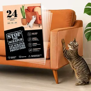 Cat Scratch Deterrent Tape – Clear Double-Sided Sticky Sheets to Protect Furniture from Cats – Pet-Safe, Transparent Anti-Scratch Adhesive for Couch, Sofa, Doors & More