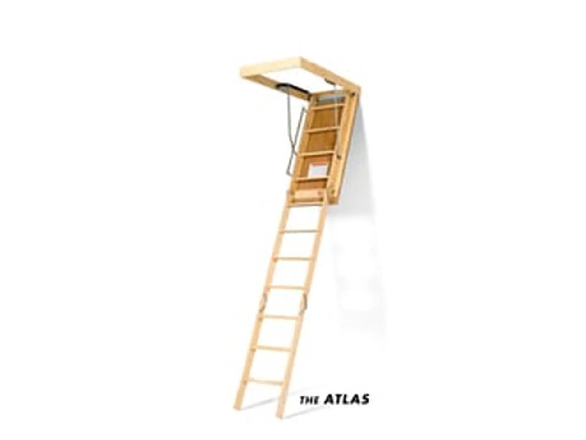 Marwin A-100 Atlas Adjustable Attic Stair for Construction, 25.5 x 54 in. x 8 ft. 9 in., 250lb Capacity, High-Grade Kiln-Dried Lumber, Galvanized Ladder, Safety Edge, No Splitting or Splintering, Plywood Panel
