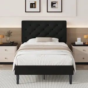 Upholstered    Headboard, Linen Fabric    Button Tufted Headboard, No Box Spring Needed, Easy Assembly, Twin/ Full/ Queen/ King, Beige/ Pink/ Dark Grey/ Grey/ Blue/ Cream/