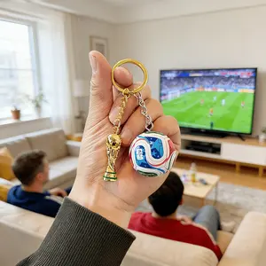 1set（2pcs）Gift for Her/Him World Cup Keychain Pendant, World Cup Soccer Ball, World Cup Trophy Keychain, Fan Merchandise, Exclusive Fan Cheering Decoration, Small World Cup Charm, Small Gift for Fan Events，party gift