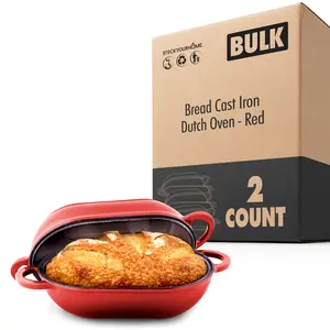 Bread Cast Iron Dutch Oven (Red) 2 Count
