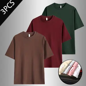 3pcs Vintage Low Saturation Basic Daily Commuter Cozy Short Sleeve