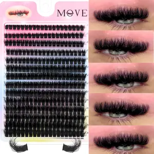 280 Clusteres Fluffy Eyelash Extension Kit, Volume Lash Clusters, Volume, Length And Curl Individual Eyelash Extensions, D/DD Curl, Makeup Eyelashes, Volume False Eyelashes, Wedding/Bridal, Black, Large Volume Eyelashes